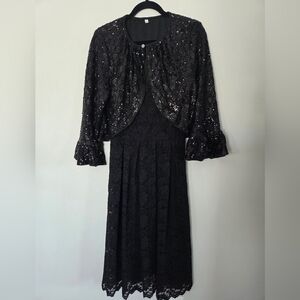 Atnlewhi Black Lace Dress with SEQUIN Jacket SIZE 16W